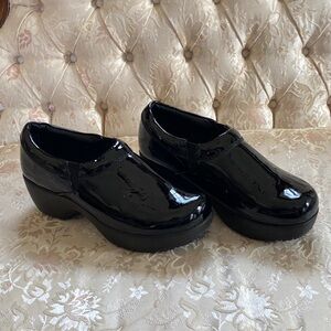 Patent Black Platform Slip-On Heels for Women